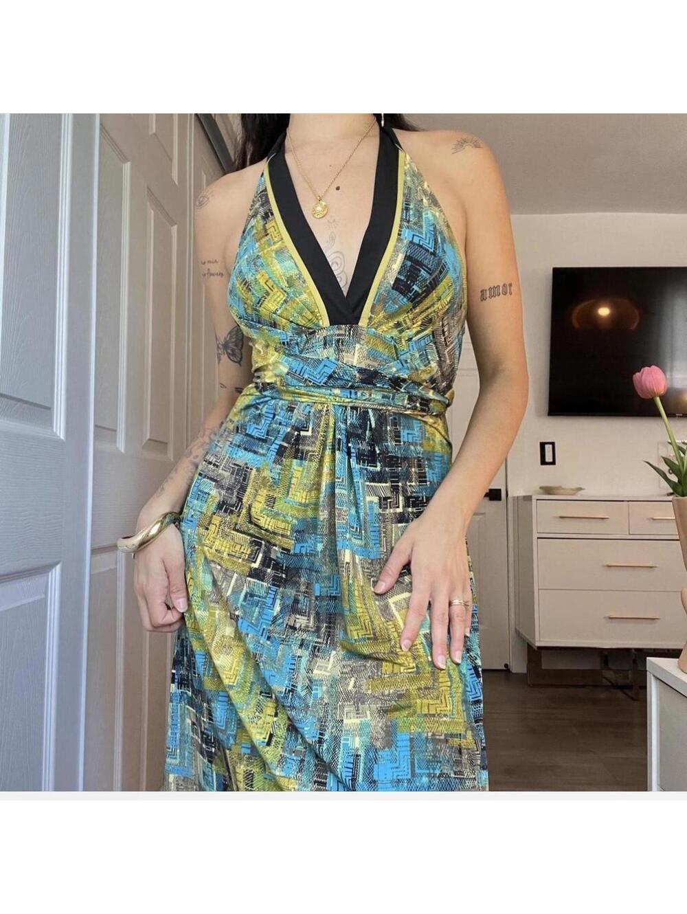 Green Halter Midi Dress